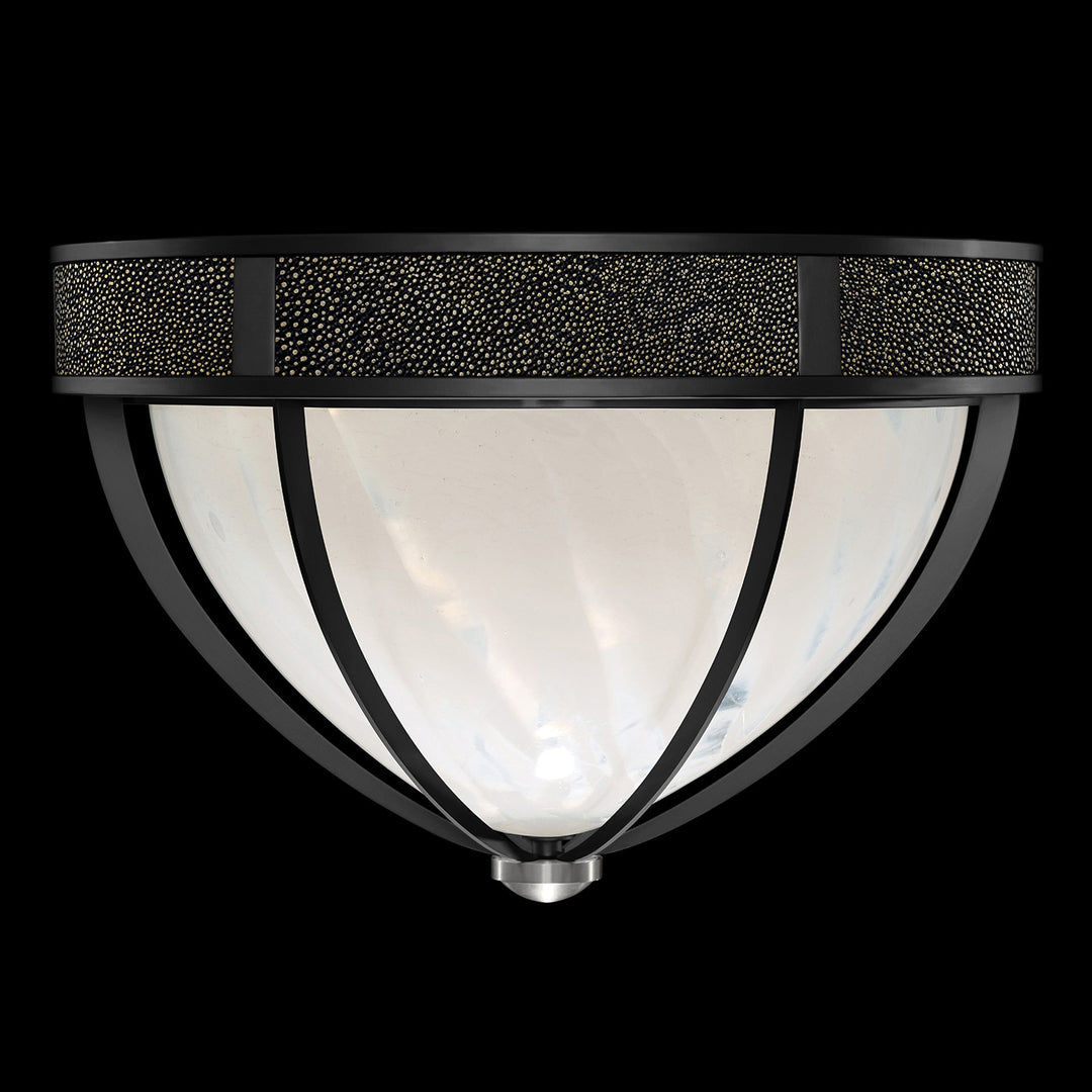 Fine Art Handcrafted Lighting Mirage 18.75"W Round Flush Mount in Standard Black Iron, Nickel, Black Knight (100042-123)