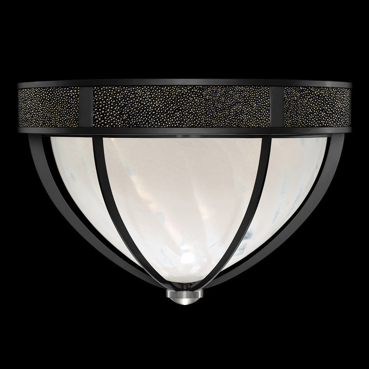 Fine Art Handcrafted Lighting Mirage 18.75"W Round Flush Mount in Standard Black Iron, Nickel, Black Knight (100042-123)
