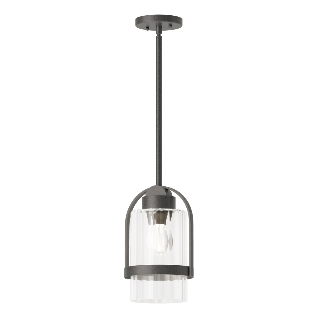 Hubbardton Forge Alcove Outdoor Pendant Outdoor Hanging Lights Hubbardton Forge Coastal Natural Iron Clear Glass (ZM) 