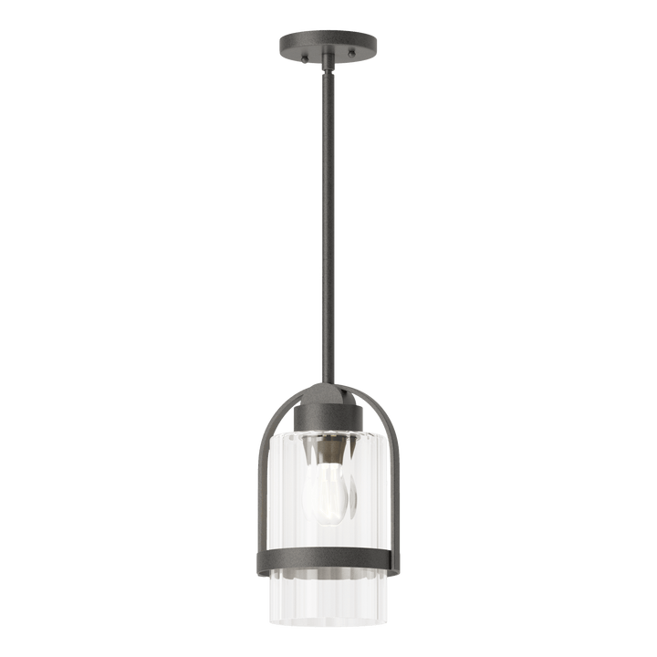 Hubbardton Forge Alcove Outdoor Pendant Outdoor Hanging Lights Hubbardton Forge Coastal Natural Iron Clear Glass (ZM) 