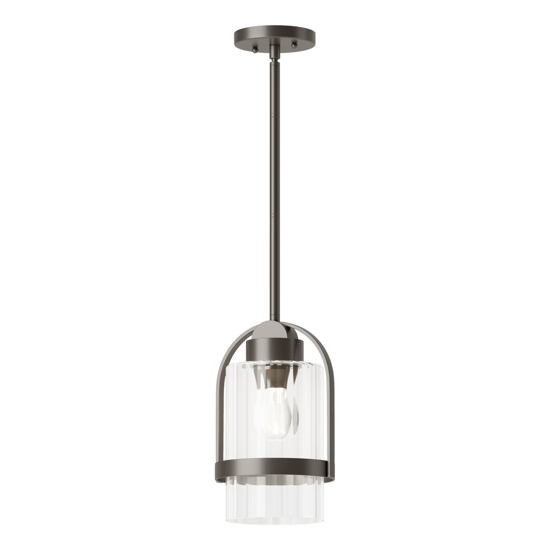 Hubbardton Forge Alcove Outdoor Pendant Outdoor Hanging Lights Hubbardton Forge Coastal Dark Smoke Clear Glass (ZM) 