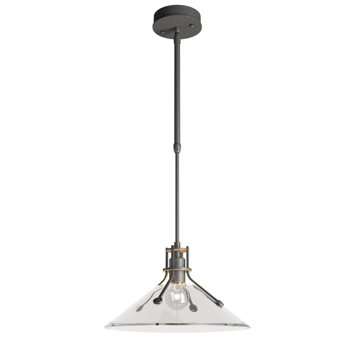 Hubbardton Forge Henry Outdoor Pendant with Glass Medium Outdoor Hanging Lights Hubbardton Forge Coastal Natural Iron Clear Glass (ZM) 