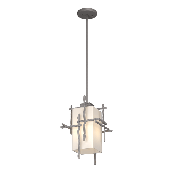 Hubbardton Forge Tura Outdoor Pendant Outdoor Hanging Lights Hubbardton Forge Coastal Burnished Steel Opal Glass (GG) 