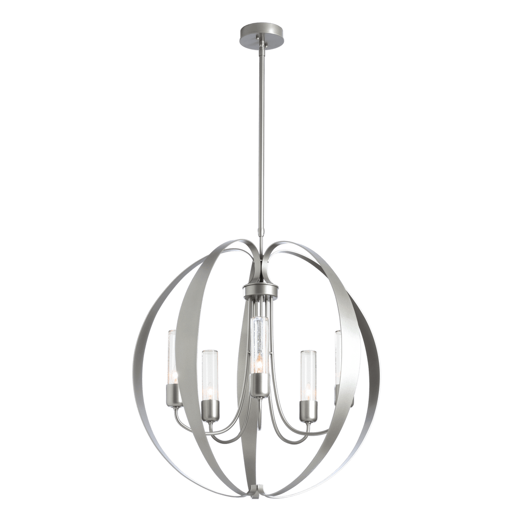 Hubbardton Forge Pomme Outdoor Pendant Outdoor Hanging Lights Hubbardton Forge Coastal Burnished Steel Seeded Clear Glass (II) 