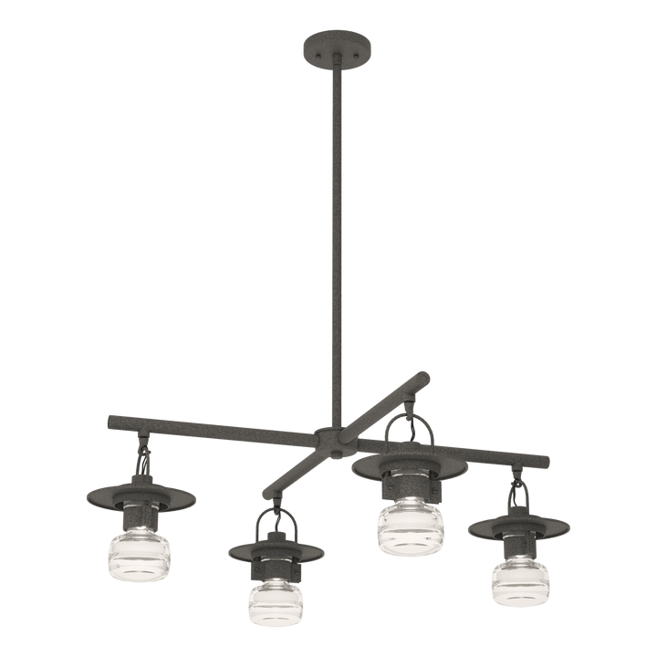 Hubbardton Forge Mason Outdoor 4-Light Pendant Outdoor Hanging Lights Hubbardton Forge Coastal Natural Iron Clear Glass (ZM) 