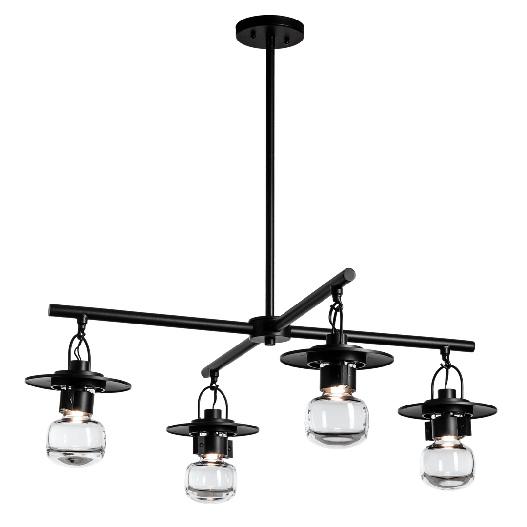 Hubbardton Forge Mason Outdoor 4-Light Pendant Outdoor Hanging Lights Hubbardton Forge Coastal Black Clear Glass (ZM) 