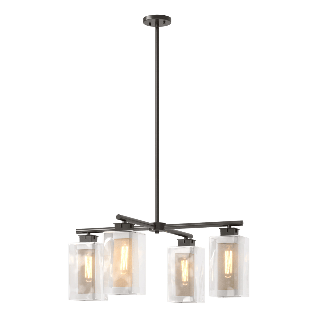 Hubbardton Forge Polaris Outdoor 4-Light Pendant Outdoor Hanging Lights Hubbardton Forge Coastal Oil Rubbed Bronze Clear Glass (ZM) Coastal Silver