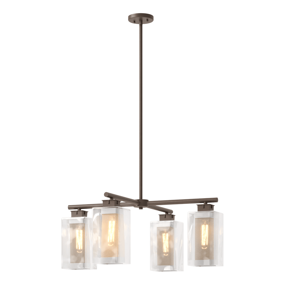 Hubbardton Forge Polaris Outdoor 4-Light Pendant Outdoor Hanging Lights Hubbardton Forge Coastal Bronze Clear Glass (ZM) Coastal Silver