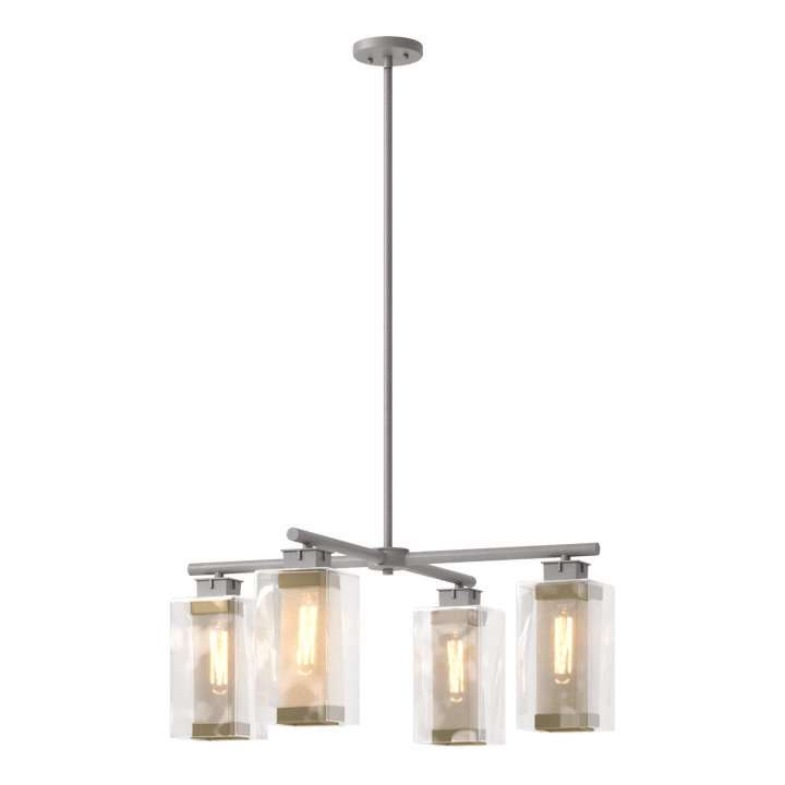 Hubbardton Forge Polaris Outdoor 4-Light Pendant Outdoor Hanging Lights Hubbardton Forge Coastal Burnished Steel Clear Glass (ZM) Coastal Gold