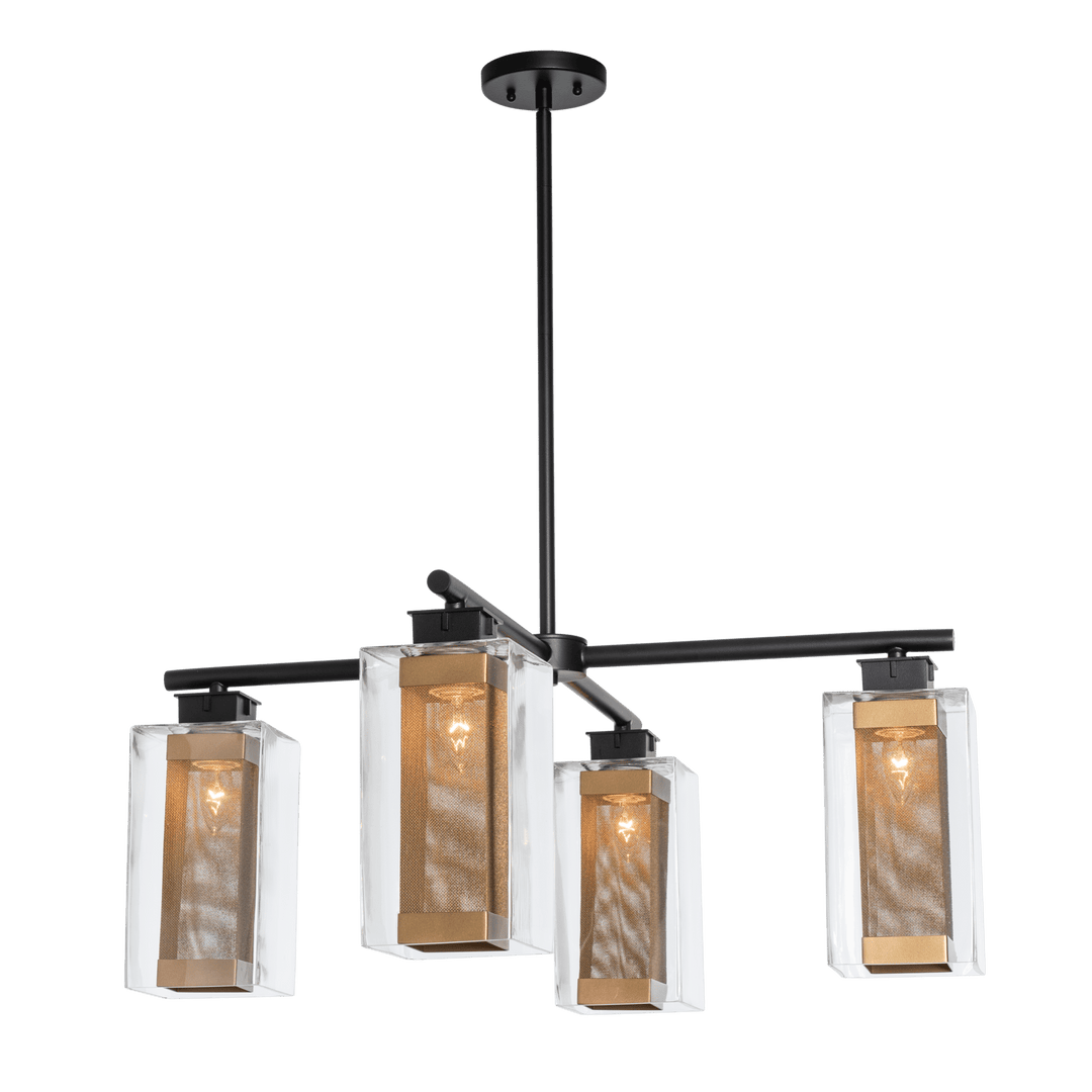 Hubbardton Forge Polaris Outdoor 4-Light Pendant Outdoor Hanging Lights Hubbardton Forge Coastal Black Clear Glass (ZM) Coastal Gold