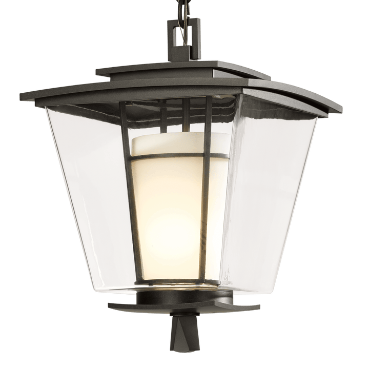 Hubbardton Forge Beacon Hall Outdoor Ceiling Fixture Outdoor Wall Lights Hubbardton Forge Coastal Dark Smoke Clear Glass with Opal Diffuser (ZU) 