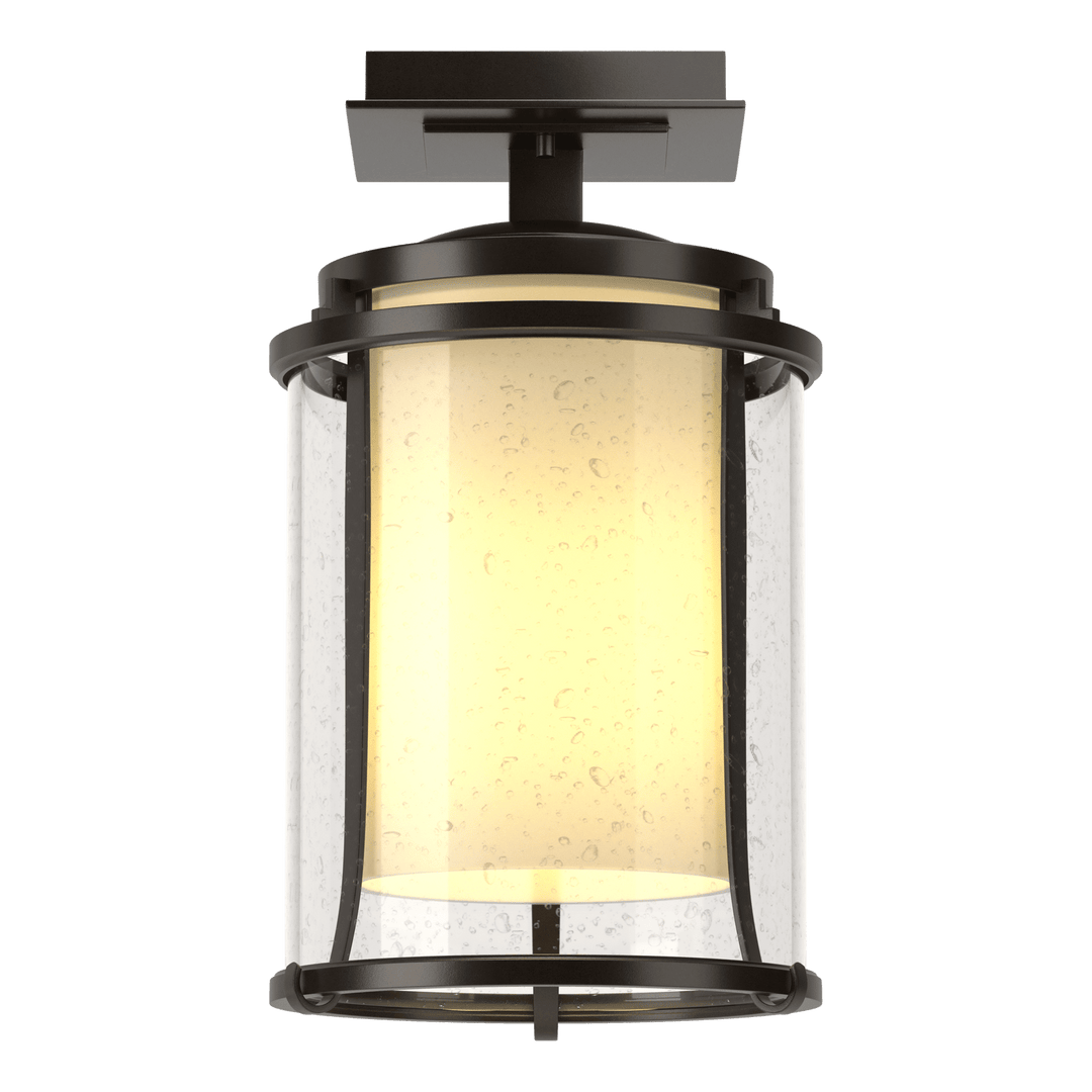 Hubbardton Forge Meridian Outdoor Semi-Flush Outdoor Wall Lights Hubbardton Forge Coastal Oil Rubbed Bronze Seeded Glass with Opal Diffuser (ZS) 