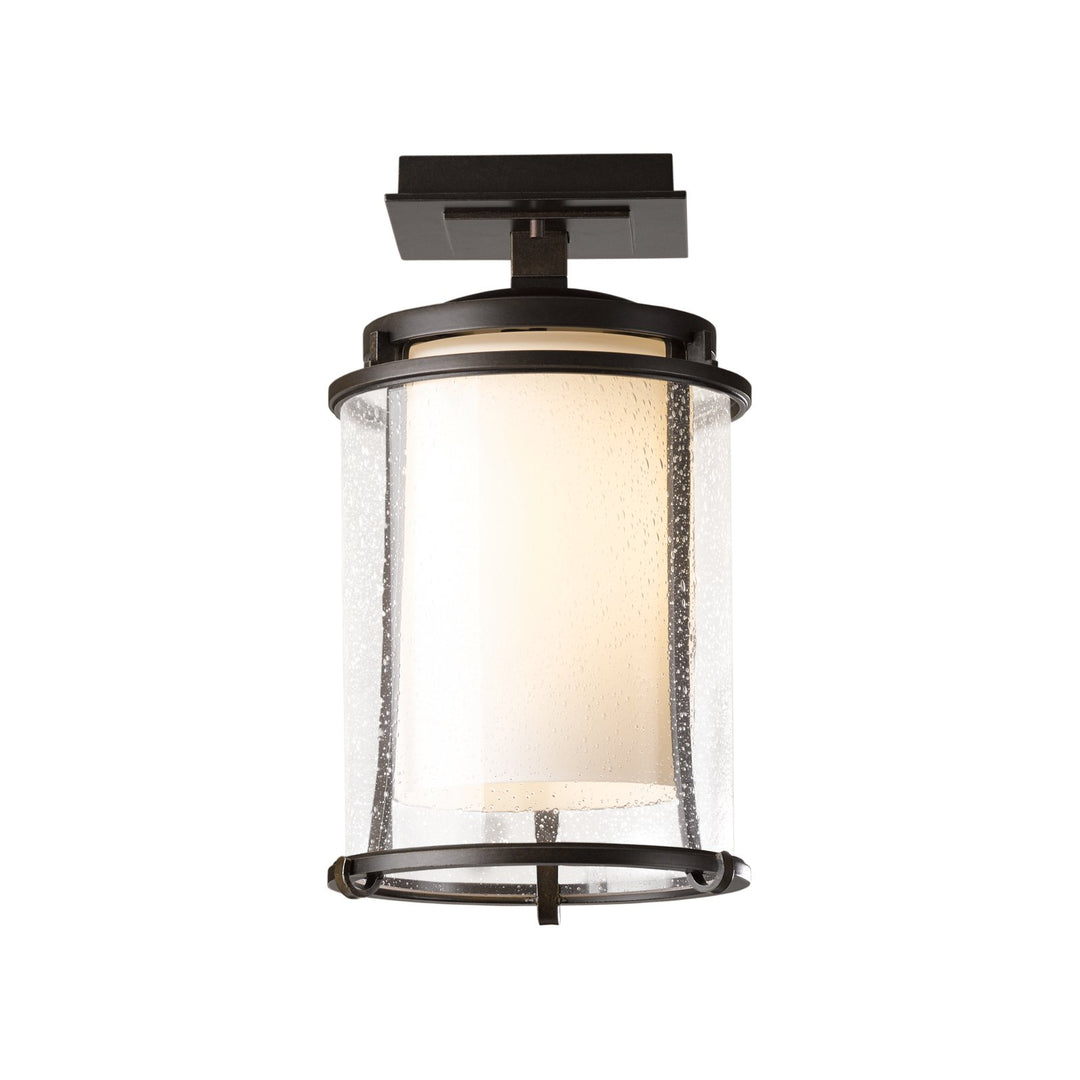 Hubbardton Forge Meridian Outdoor Semi-Flush Outdoor Wall Lights Hubbardton Forge Coastal Bronze Seeded Glass with Opal Diffuser (ZS) 