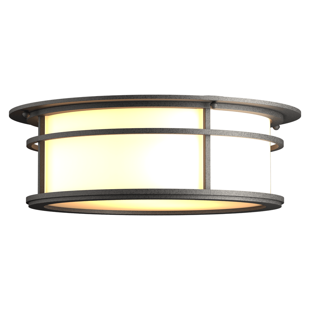 Hubbardton Forge Province Outdoor Flush Mount Outdoor Wall Lights Hubbardton Forge Coastal Natural Iron Opal Glass (GG) 