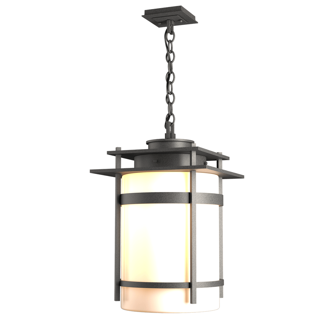 Hubbardton Forge Banded Large Outdoor Fixture Outdoor Wall Lights Hubbardton Forge Coastal Natural Iron Opal Glass (GG) 