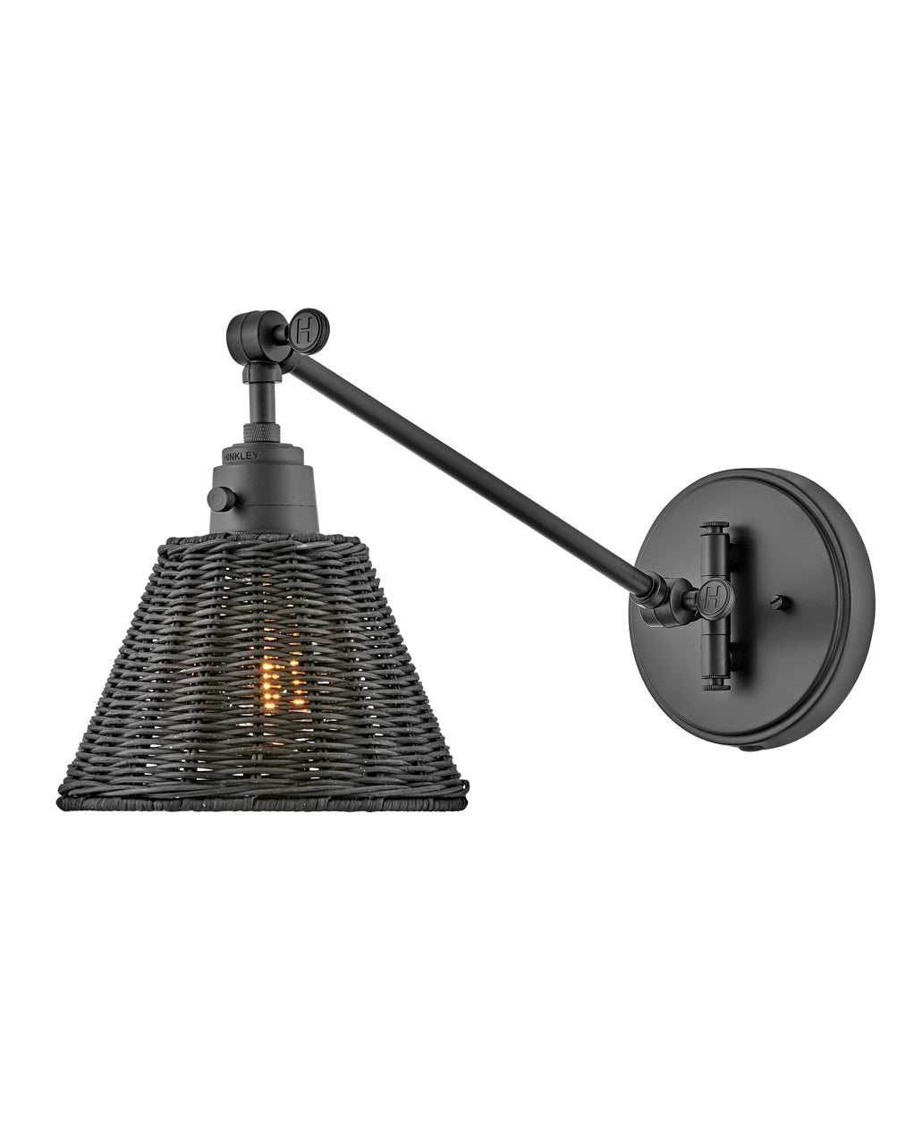 Hinkley Arti Sconce Sconce Hinkley Black with Black Natural Rattan Shade 19.0x7.75x10.25 