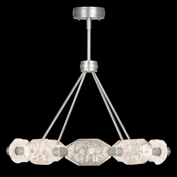 Fine Art Handcrafted Lighting Allison Paladino 32"W Round Pendant in Warm Silver Leaf (873040-1ST)