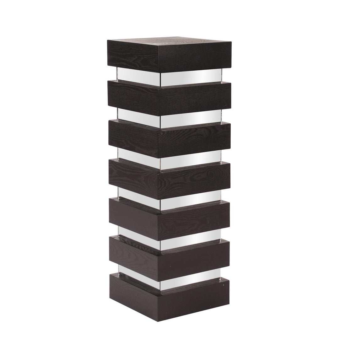 Howard Elliott Collection Stepped Black Wood Veneer Pedestal with Mirror - Tall Pedestals Howard Elliott Collection   