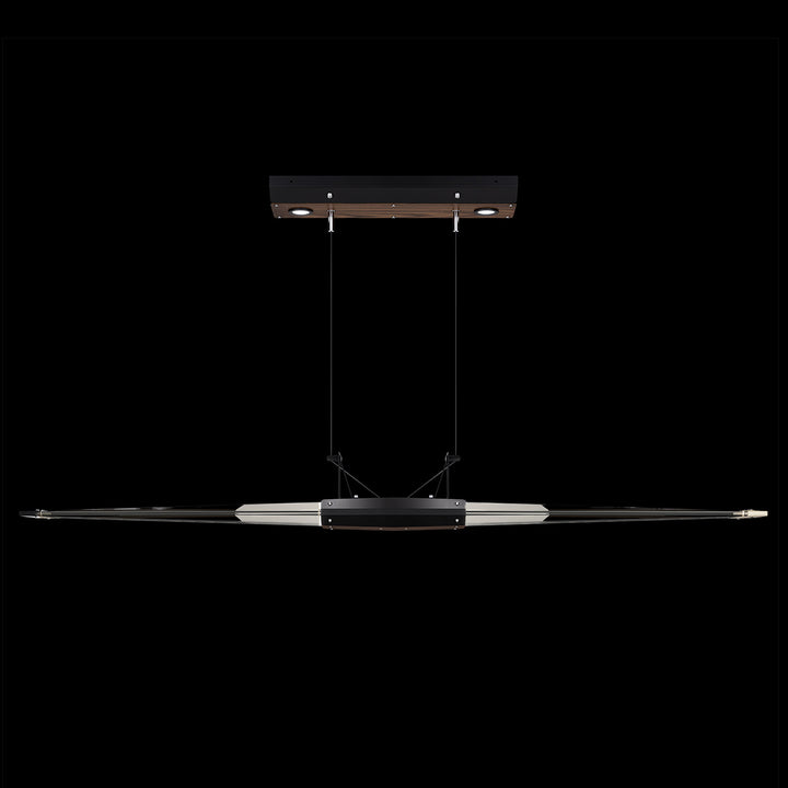 Fine Art Handcrafted Lighting Blade 52.125"W Linear Pendant in Standard Black Iron/Dark Walnut (100051-1)