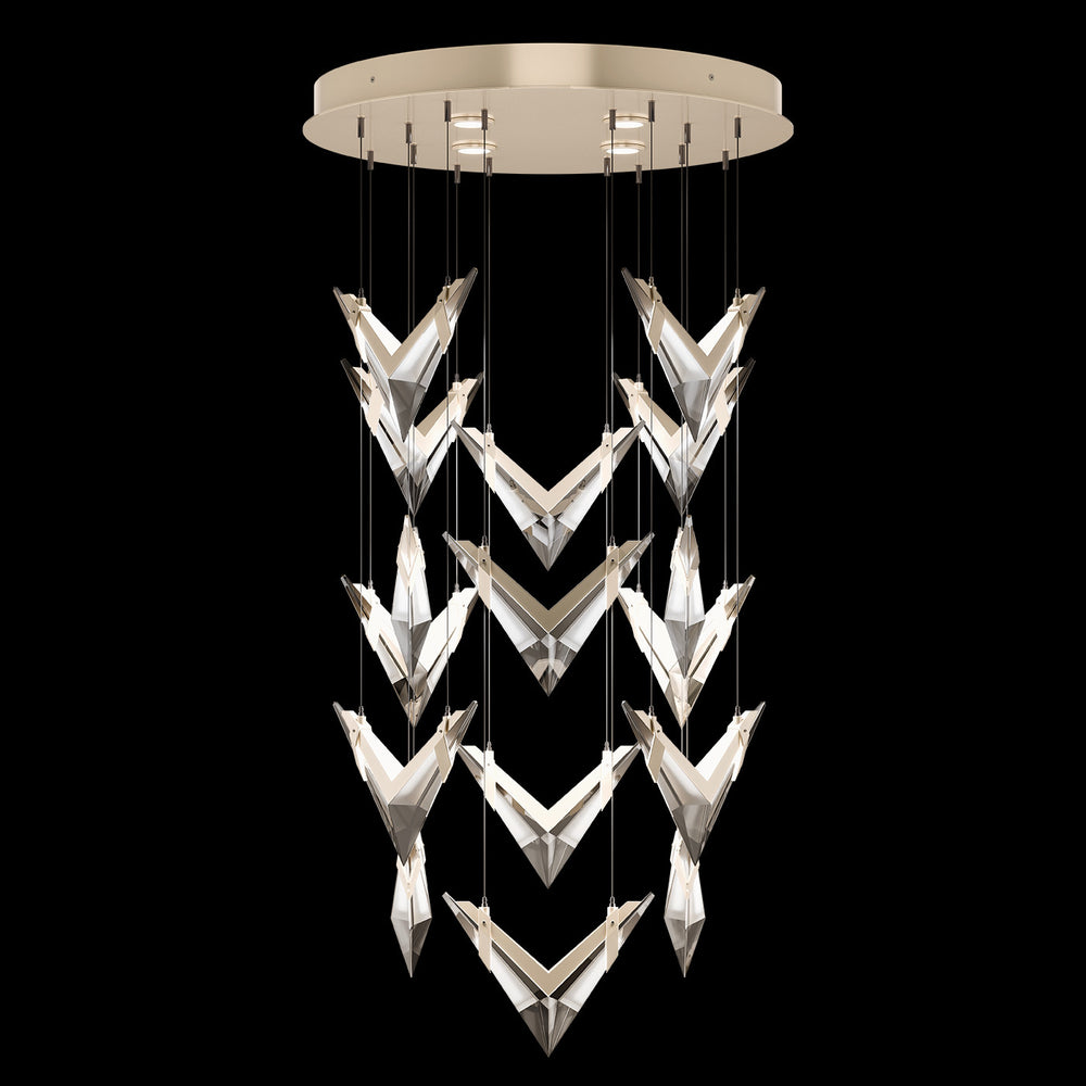 Fine Art Handcrafted Lighting Blade 32"W Round Pendant in Champagne (100053-6)