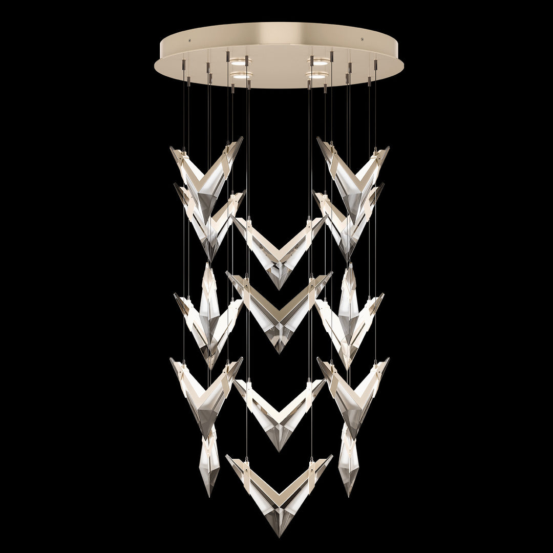 Fine Art Handcrafted Lighting Blade 32"W Round Pendant in Champagne (100053-6)