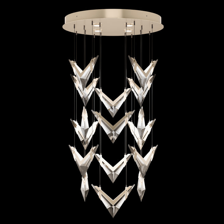 Fine Art Handcrafted Lighting Blade 32"W Round Pendant in Champagne (100053-6)