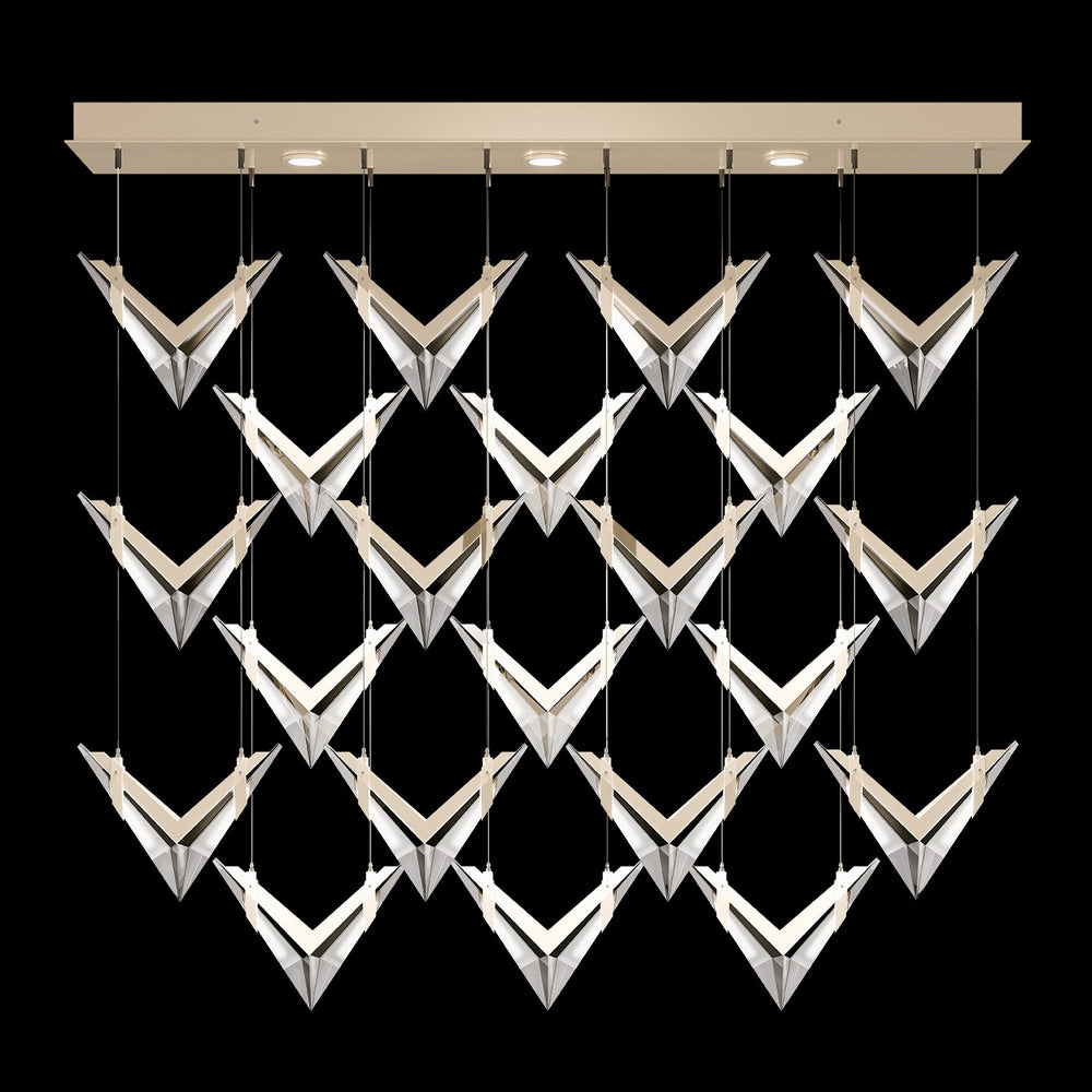 Fine Art Handcrafted Lighting Blade 62"W Rectangular Pendant in Champagne (100054-6)