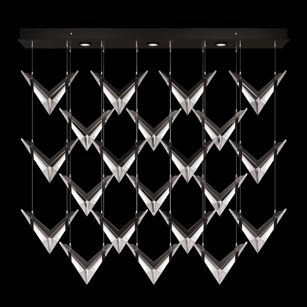 Fine Art Handcrafted Lighting Blade 62"W Rectangular Pendant in Standard Black Iron (100054-1)