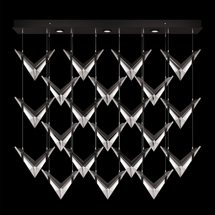 Fine Art Handcrafted Lighting Blade 62"W Rectangular Pendant in Standard Black Iron (100054-1)