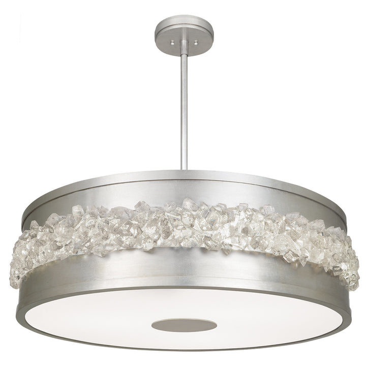 Fine Art Handcrafted Lighting Arctic Halo 32"W Round Pendant 876340 in Standard Silver Leaf (876340ST)