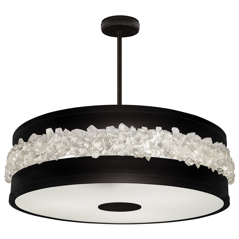 Fine Art Handcrafted Lighting Arctic Halo 32"W Round Pendant 876340 in Matte Black (876340-2ST)