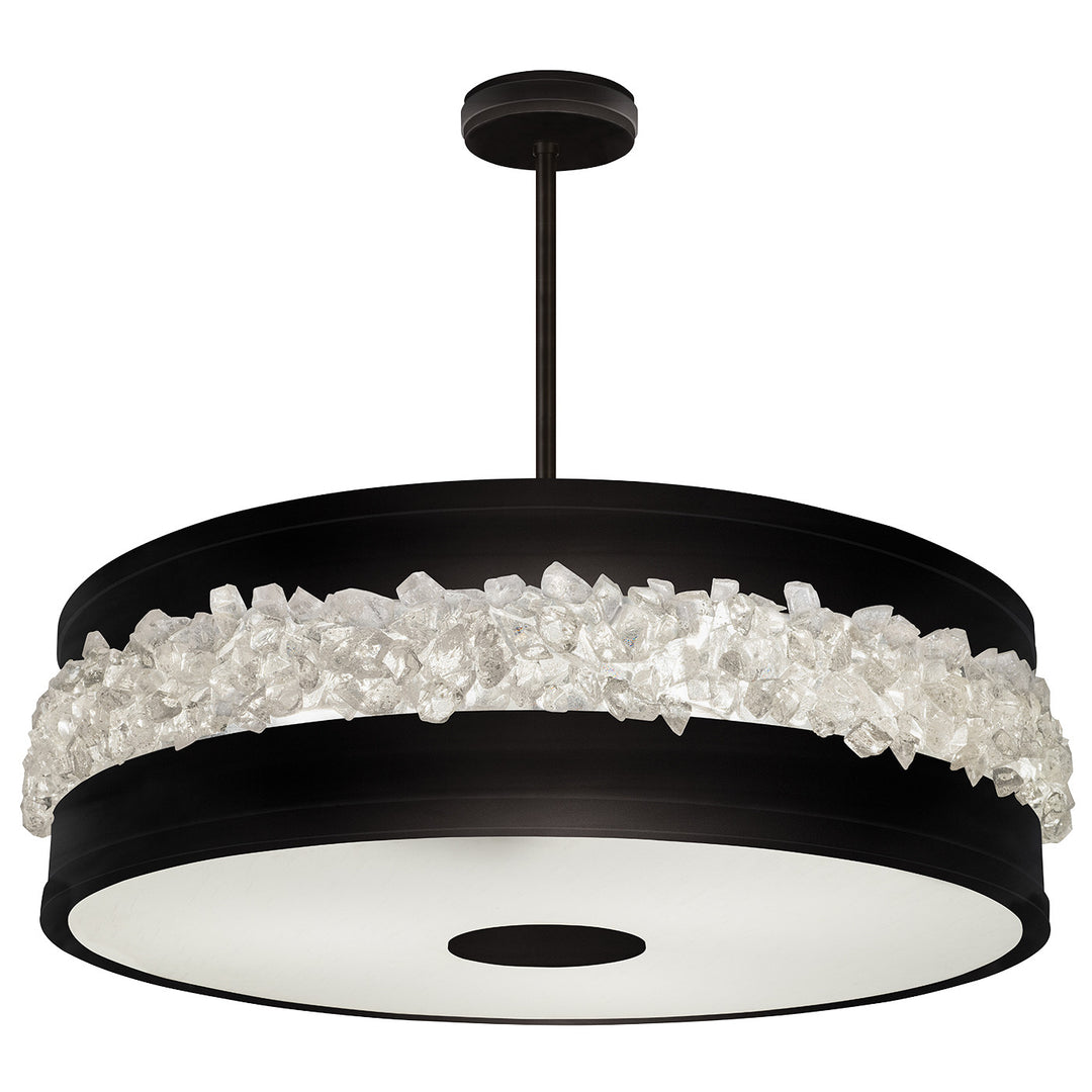 Fine Art Handcrafted Lighting Arctic Halo 32"W Round Pendant 876340 in Matte Black (876340-2ST)