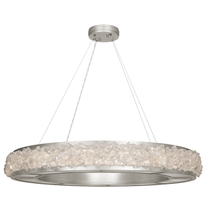 Fine Art Handcrafted Lighting Arctic Halo 38"W Round Pendant in Standard Silver Leaf (878040ST)