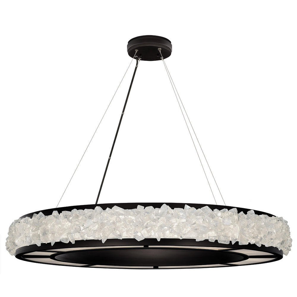 Fine Art Handcrafted Lighting Arctic Halo 38"W Round Pendant in Matte Black (878040-2ST)
