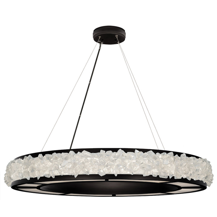Fine Art Handcrafted Lighting Arctic Halo 38"W Round Pendant in Matte Black (878040-2ST)