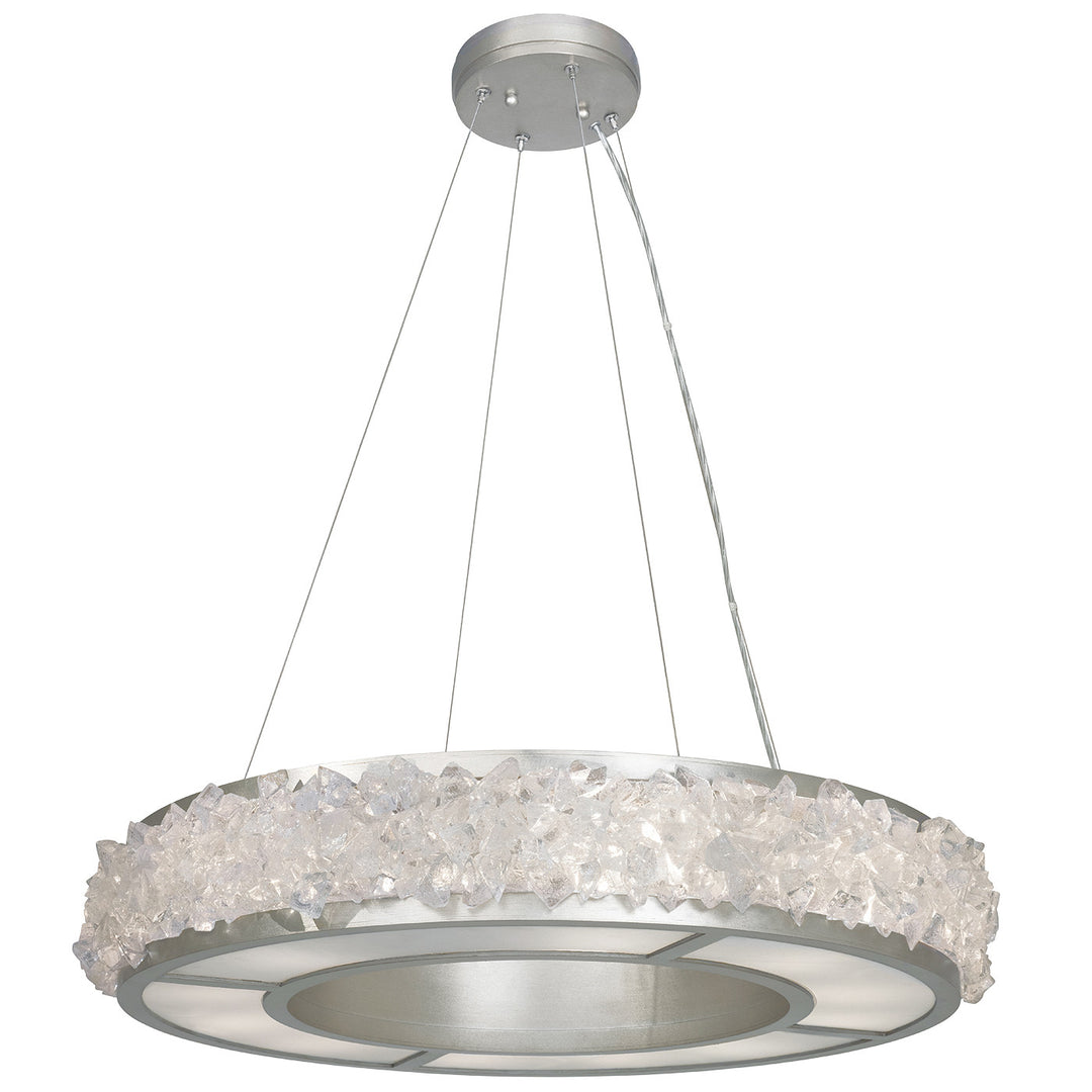 Fine Art Handcrafted Lighting Arctic Halo 30"W Round Pendant in Standard Silver Leaf (878140ST)