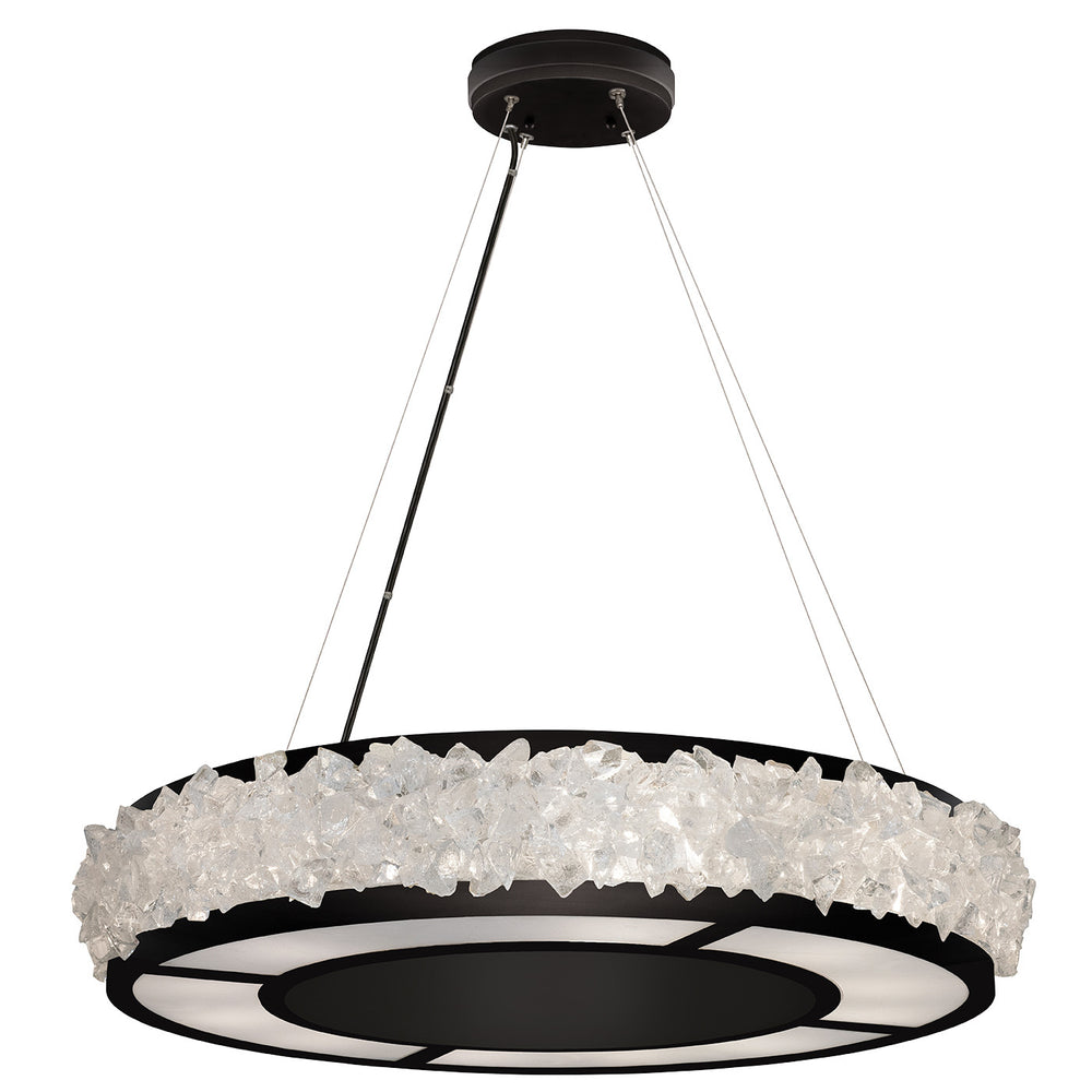 Fine Art Handcrafted Lighting Arctic Halo 30"W Round Pendant in Matte Black (878140-2ST)