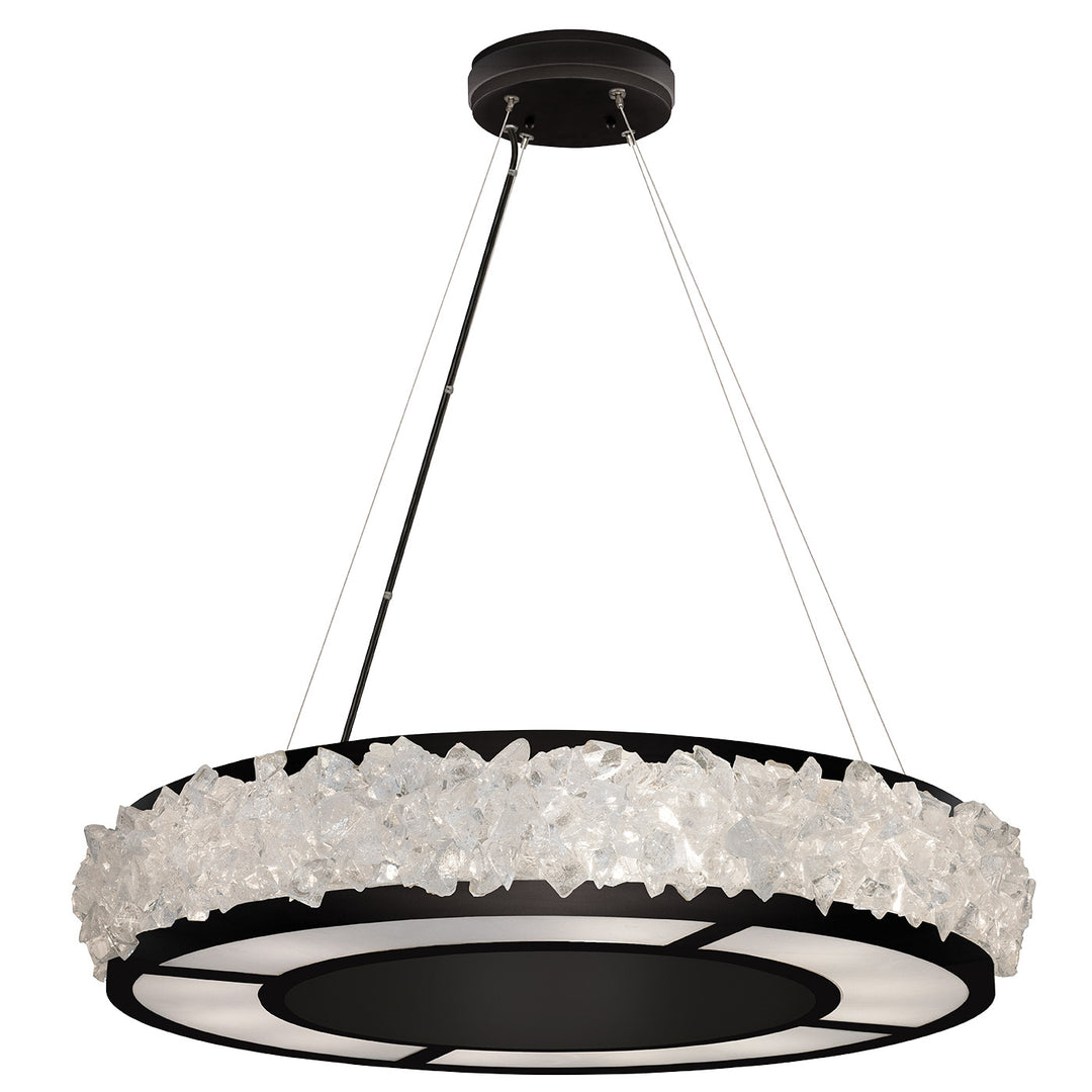 Fine Art Handcrafted Lighting Arctic Halo 30"W Round Pendant in Matte Black (878140-2ST)