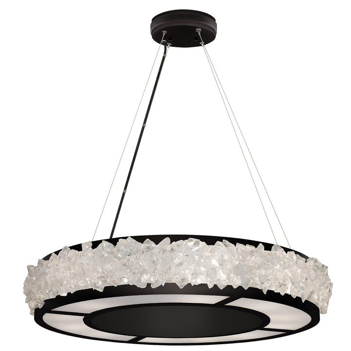 Fine Art Handcrafted Lighting Arctic Halo 30"W Round Pendant in Matte Black (878140-2ST)