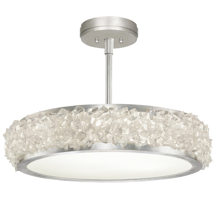 Fine Art Handcrafted Lighting Arctic Halo 23"W Round Semi-Flush Mount in Standard Silver Leaf (879940ST)