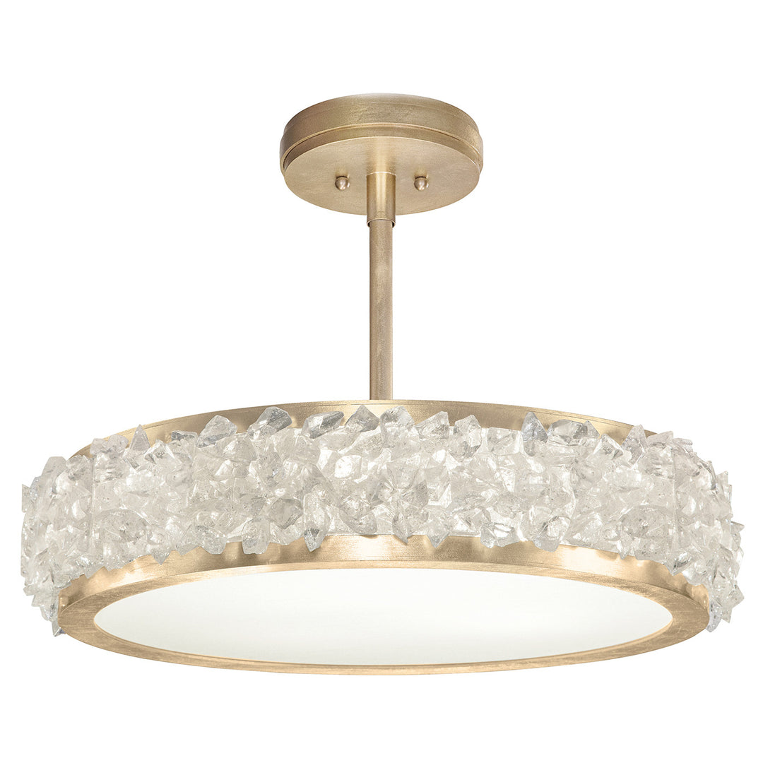 Fine Art Handcrafted Lighting Arctic Halo 23"W Round Semi-Flush Mount in Standard Soft Gold Leaf (879940-1ST)