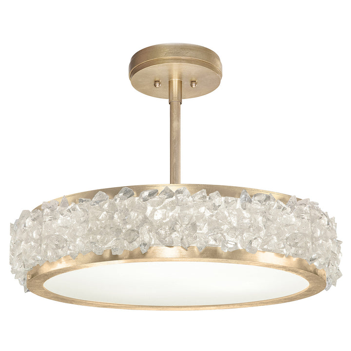 Fine Art Handcrafted Lighting Arctic Halo 23"W Round Semi-Flush Mount in Standard Soft Gold Leaf (879940-1ST)