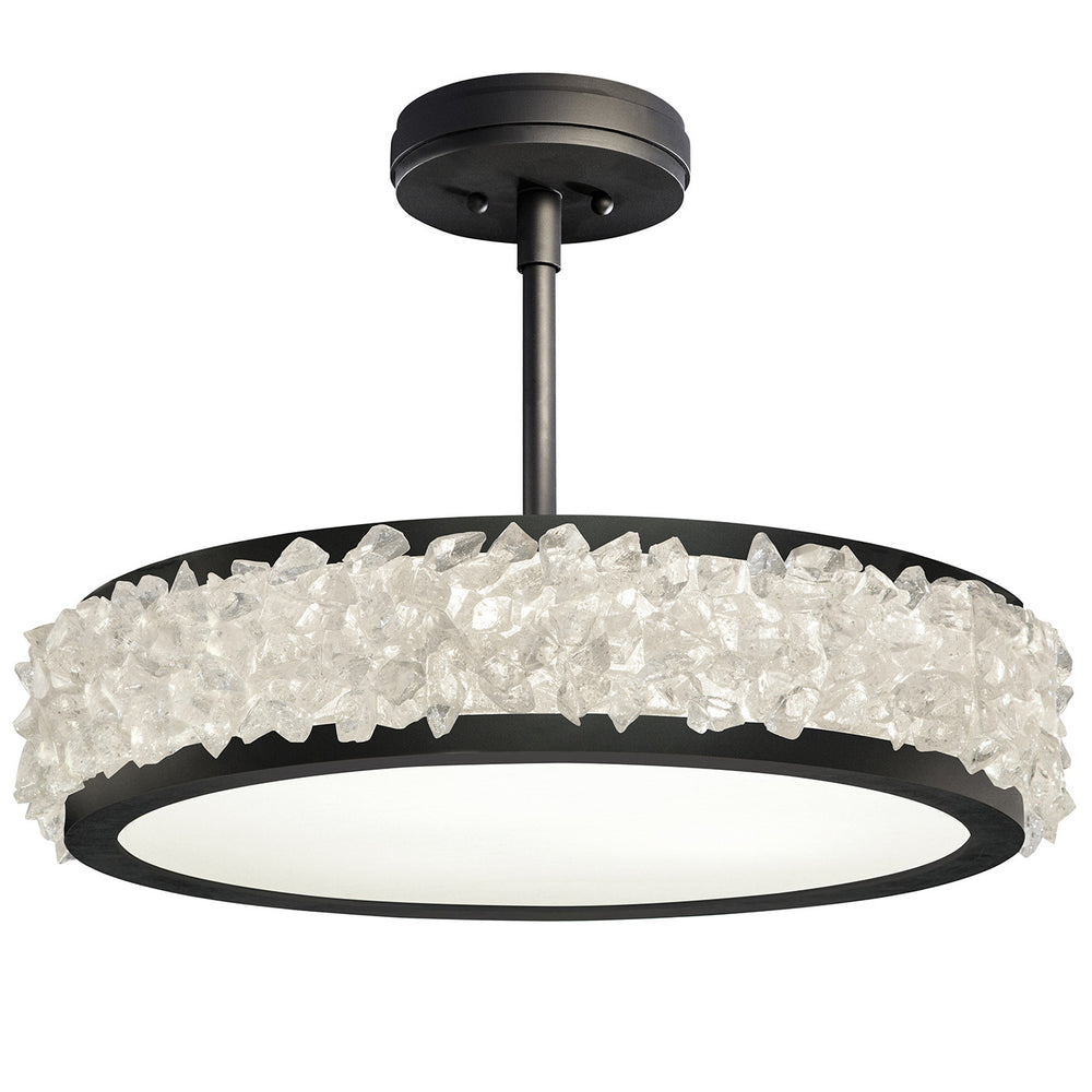 Fine Art Handcrafted Lighting Arctic Halo 23"W Round Semi-Flush Mount in Matte Black (879940-2ST)
