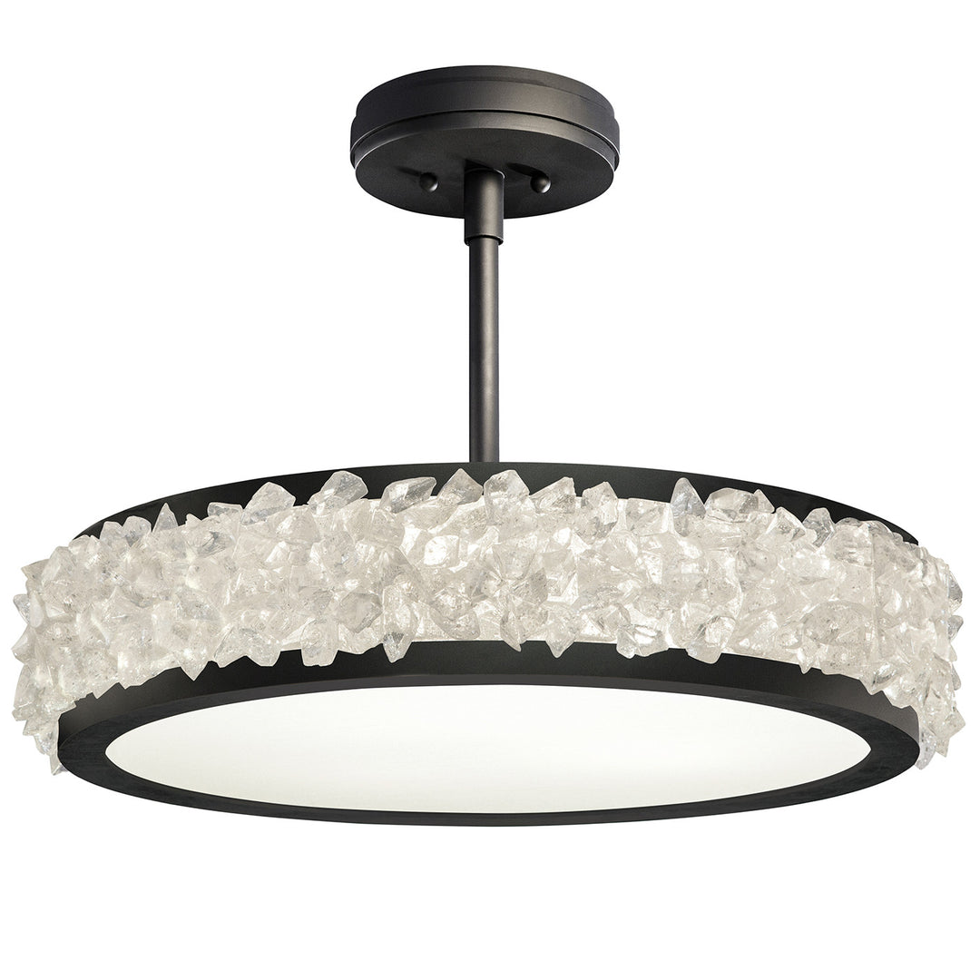 Fine Art Handcrafted Lighting Arctic Halo 23"W Round Semi-Flush Mount in Matte Black (879940-2ST)