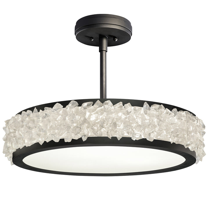 Fine Art Handcrafted Lighting Arctic Halo 23"W Round Semi-Flush Mount in Matte Black (879940-2ST)
