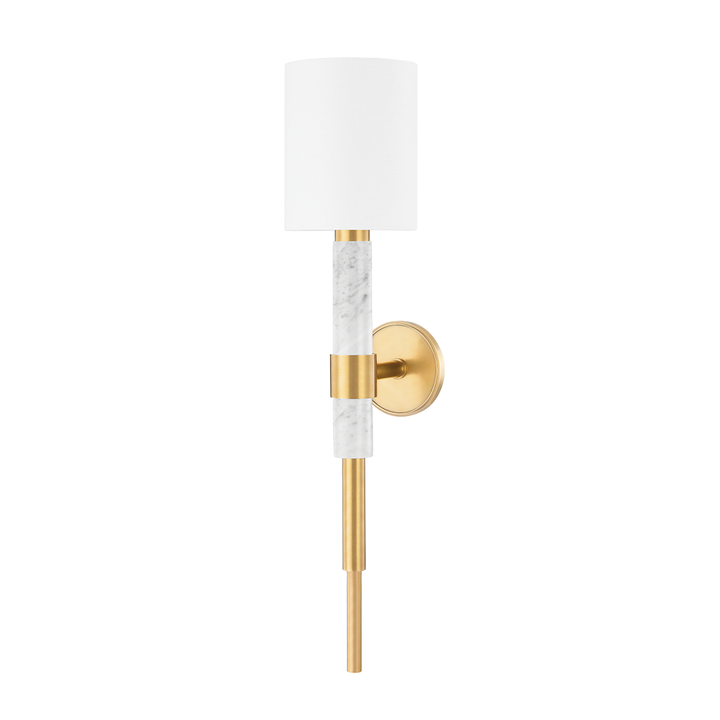 Corbett Lighting Solstice Wall Sconce Wall Sconces Corbett VINTAGE BRASS & WHITE MARBLE 6.5x30.25 