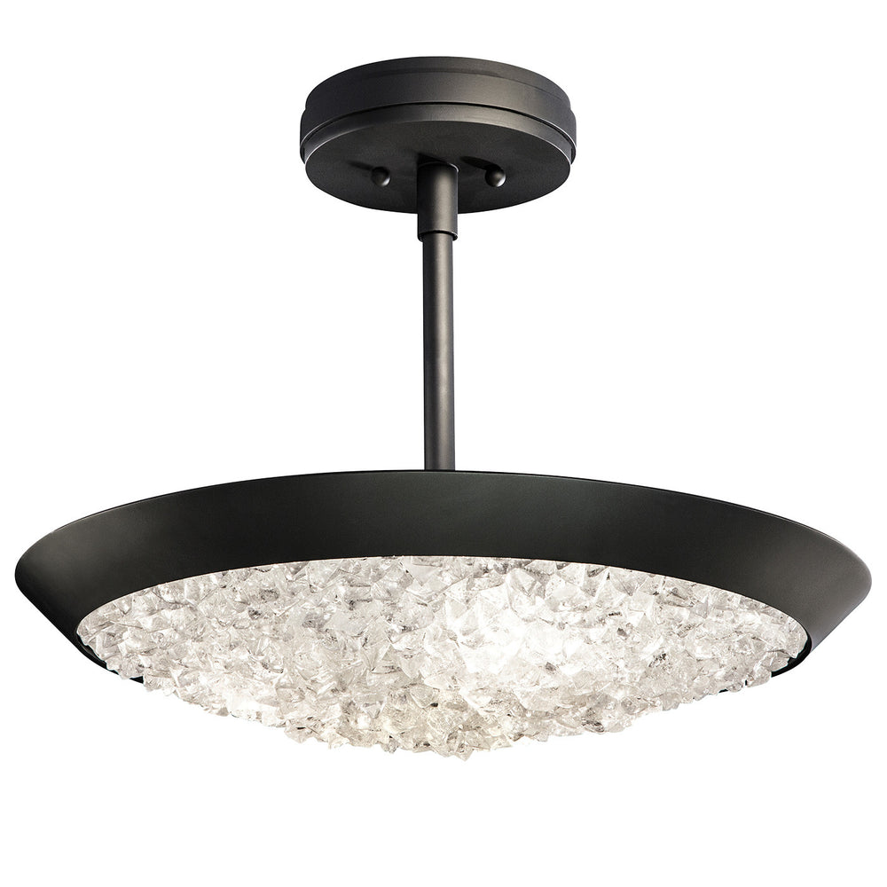 Fine Art Handcrafted Lighting Arctic Halo 20"W Round Semi-Flush Mount in Matte Black (880040-2ST)