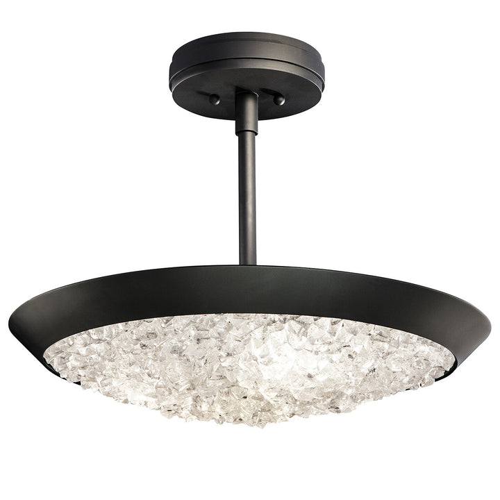 Fine Art Handcrafted Lighting Arctic Halo 20"W Round Semi-Flush Mount in Matte Black (880040-2ST)