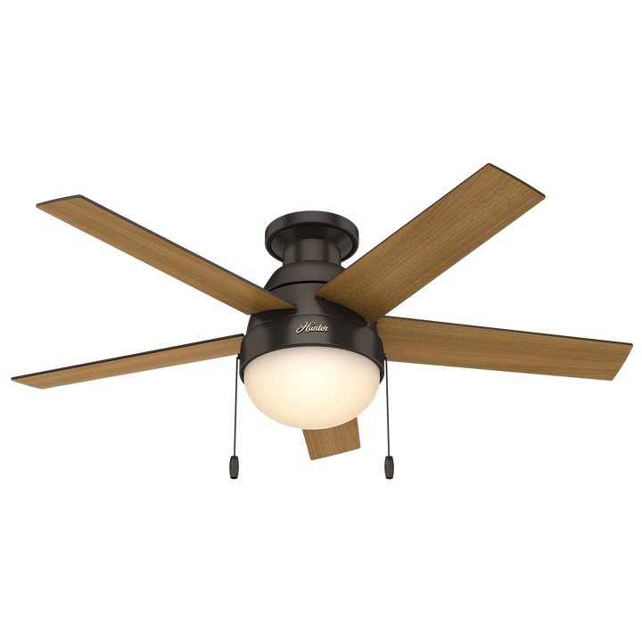 Hunter 46 inch Anslee Low Profile Ceiling Fan with LED Light Kit and Pull Chain Indoor Ceiling Fans Hunter   