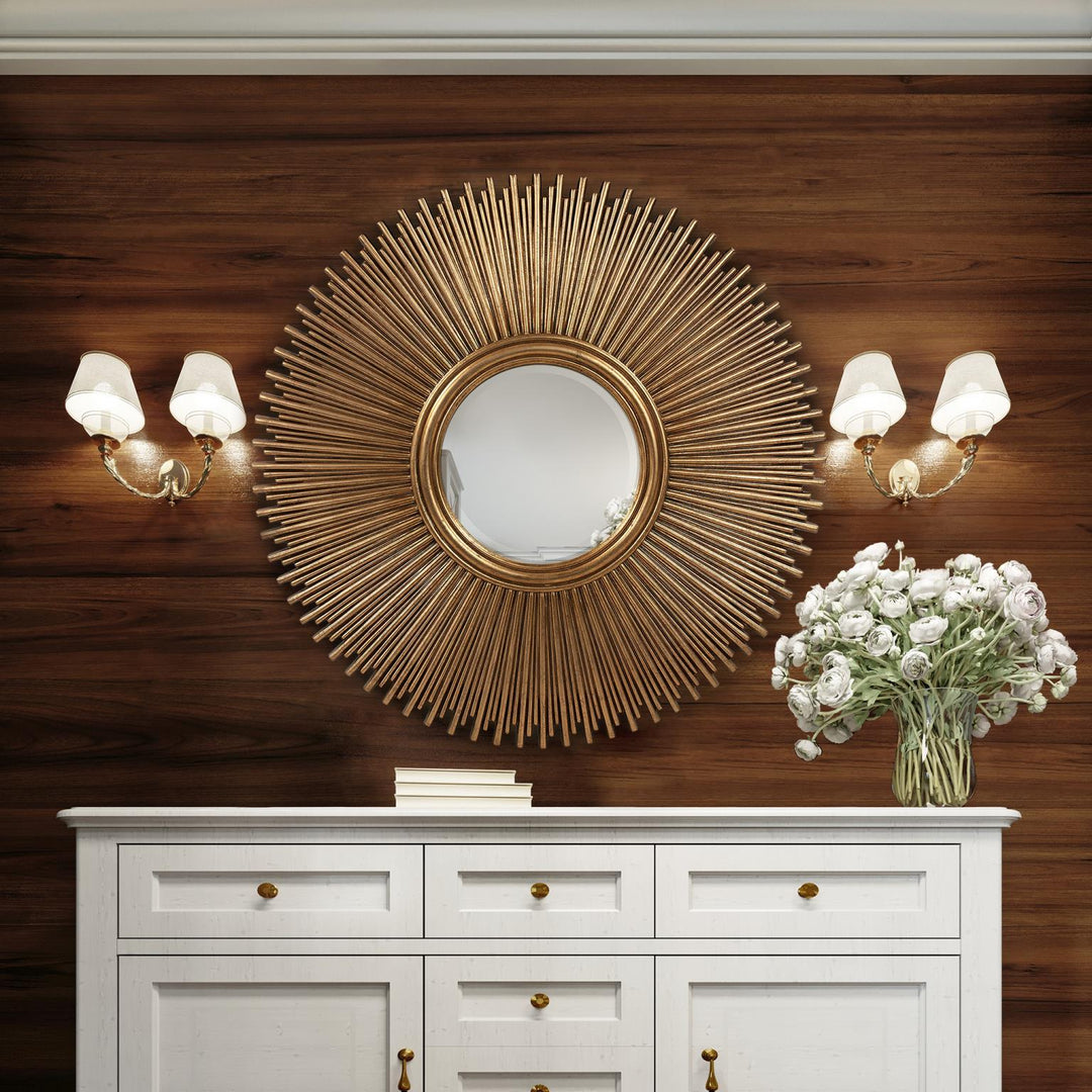 Howard Elliott Midsized Singapore Mirror in Gold Leaf